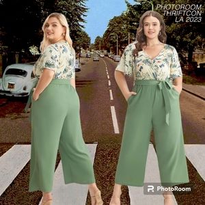 🛑Floral Patchwork Wrap Belted Pocket Jumpsuit 6X US 30